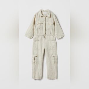 NWT Zara Girls Linen Utility Jumpsuit